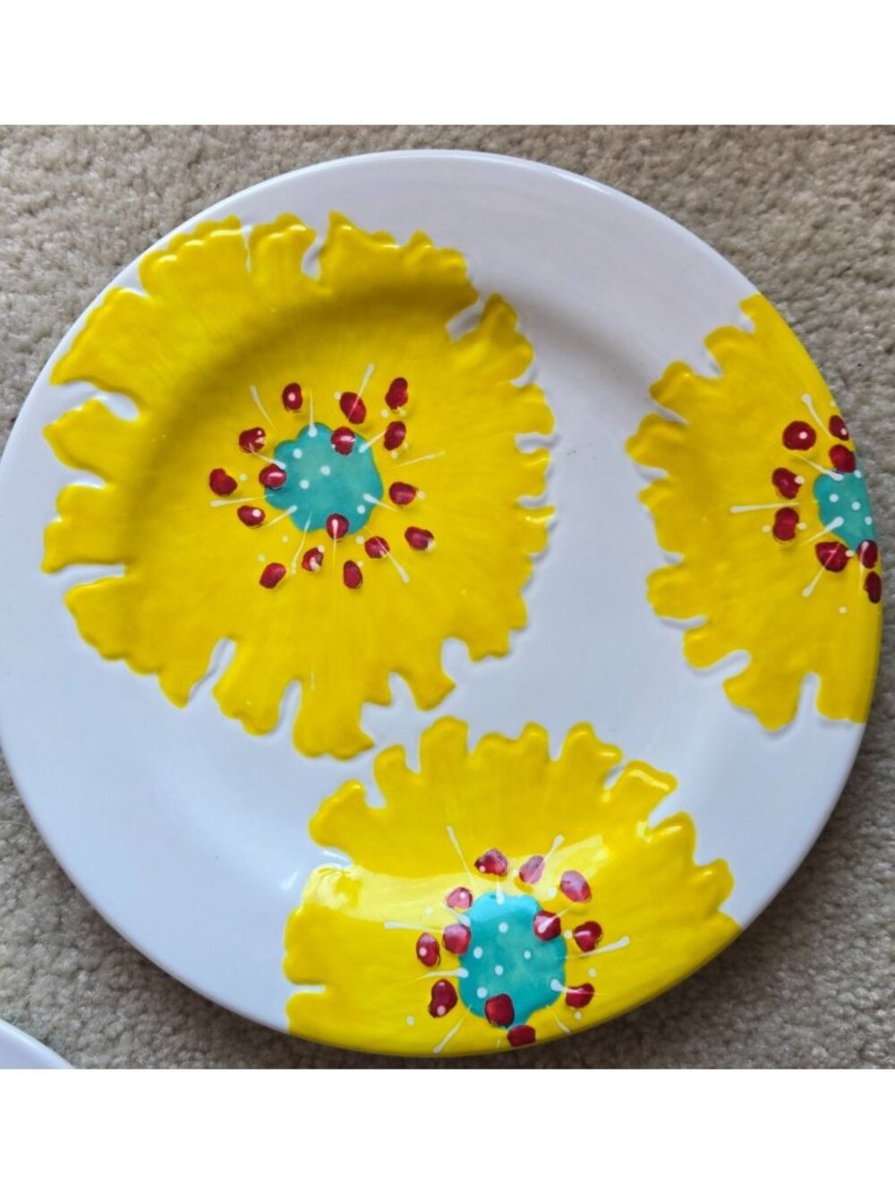 3 Laurie Gates California Salad/Appetizer Plates Bright Floral Melamine 8.5 in - Picture 4 of 7